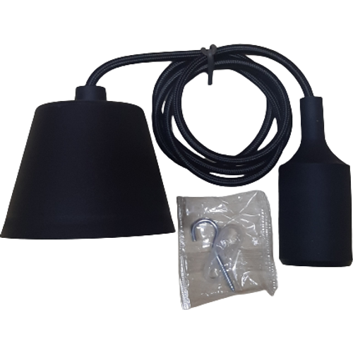 Ausma Pendant with E27 Lampholder Black