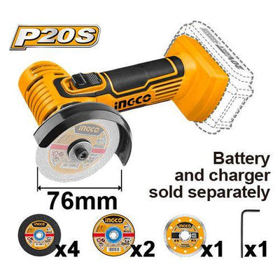 Cordless Grinder 76mm 20V Ingco