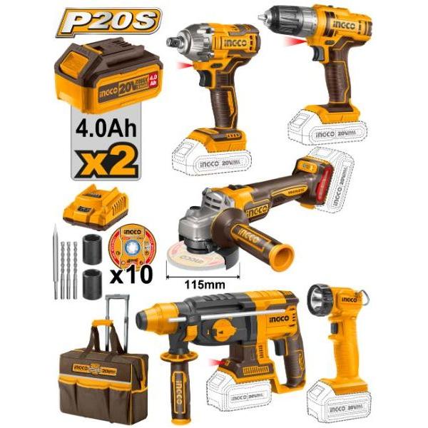 Industrial Combo Kit 5Pcs In Bag Ingco