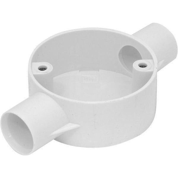 2 Way 25mm PVC Conduit Round Box