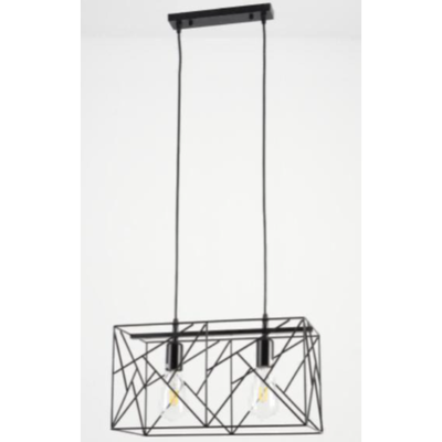 Pendant Dinning Cage Black 2xE27 Bulbs
