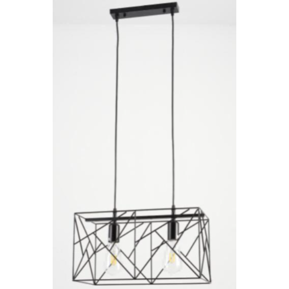 Pendant Dinning Cage Black 2xE27 Bulbs
