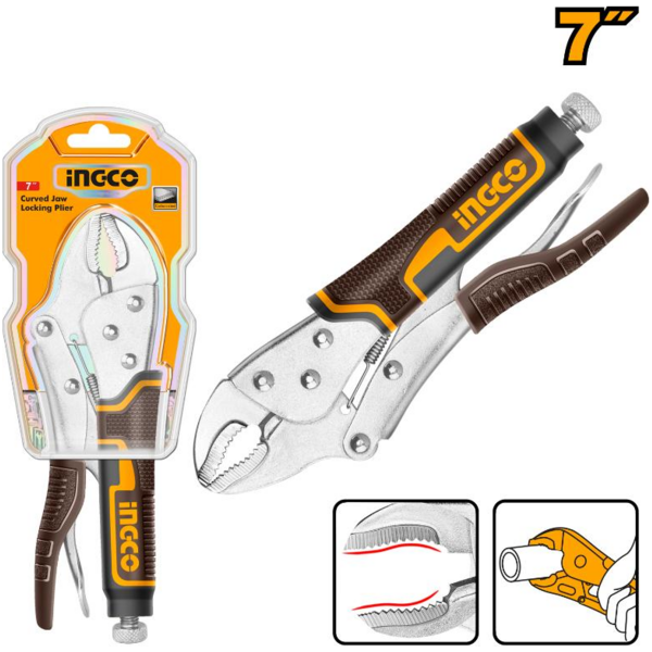 Curved Jaw Locking Pliers 175mm Ingco