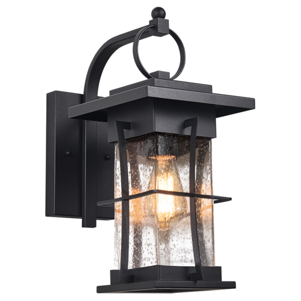 Speckled Glass Black Outdoor Lantern
