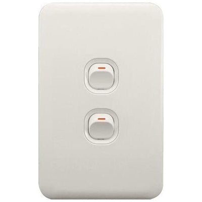 Lear 2 Lever Light Switch White