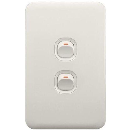 Lear 2 Lever Light Switch White