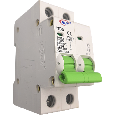 NUR Din Circuit Breaker 2P 3KA 20A