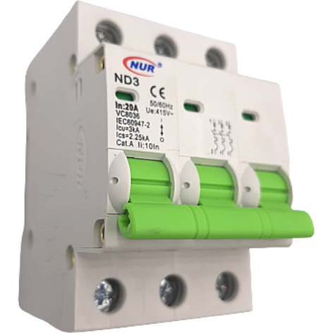 NUR Din Circuit Breaker 3P 3KA 10A