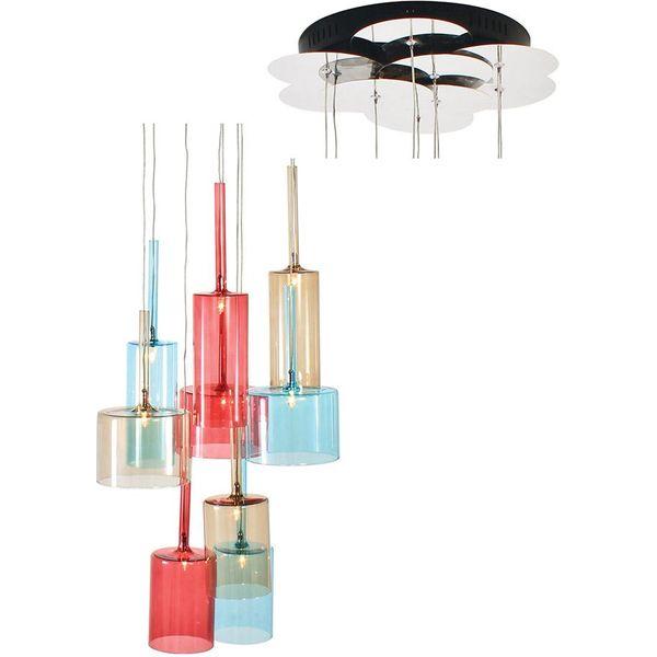 9 Light Coloured Glass Pendant