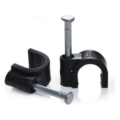 Round Cable Clips 7mm Black - 100 Pack