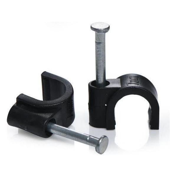 Round Cable Clips 7mm Black - 100 Pack