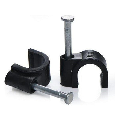 Round Cable Clips 9mm Black - 100 Pack