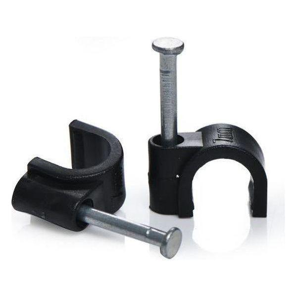 Round Cable Clips 8mm Black - 100 Pack