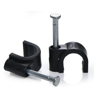 Round Cable Clips 12mm Black - 100 Pack