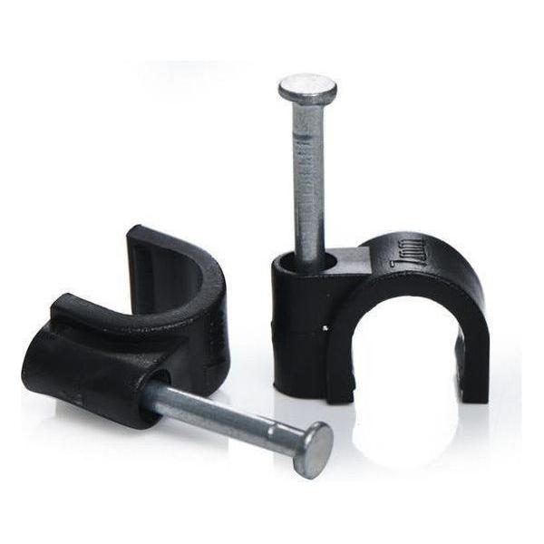Round Cable Clips 12mm Black - 100 Pack