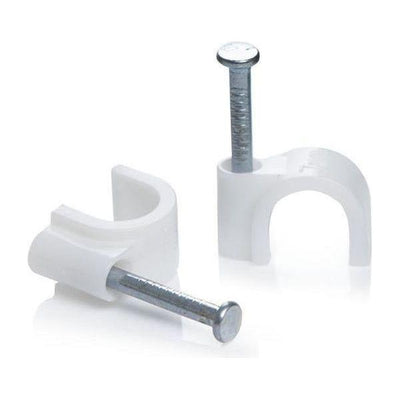 Round Cable Clips 9mm White - 100 Pack