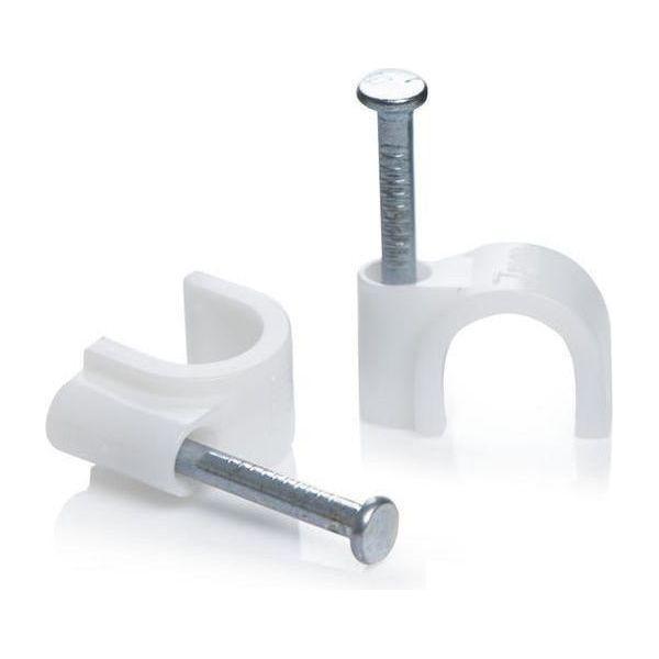 Round Cable Clips 5mm White - 100 Pack
