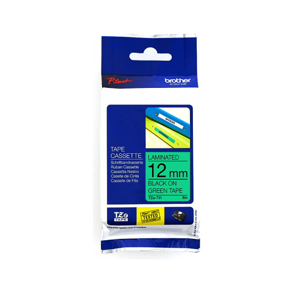 Labelling Tape 12mm Black On Green Tape