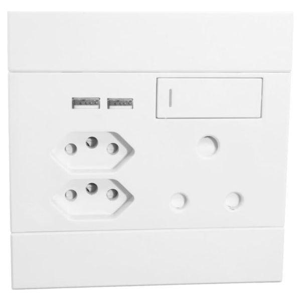 Veti 2 USB Combination Plug 4X4 White